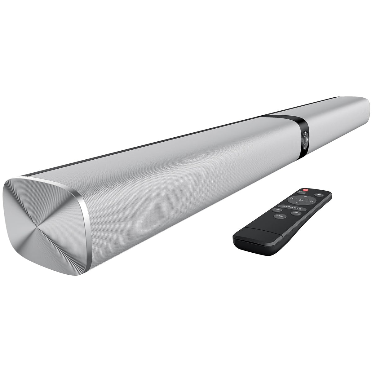 Assistrust sound bar on a stand delivers immersive stereo sound for everyday viewing