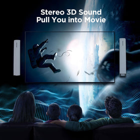 Assistrust Sound Bar customizable EQ modes tailor Movie, Music, and Dialogue clarity.