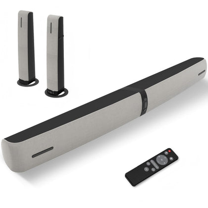 Assistrust Sound Bar horizontal tabletop for TV viewing delivers clear mids and crisp dialogue.