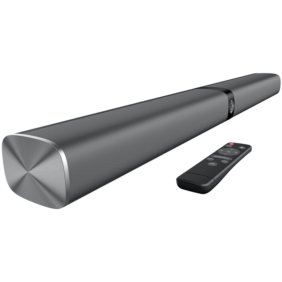Assistrust sound bar on tabletop setup delivering clearer mids and highs for TV dialogue
