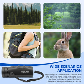 Astromania monocular with water splashes illustrating waterproof build and weather resilience