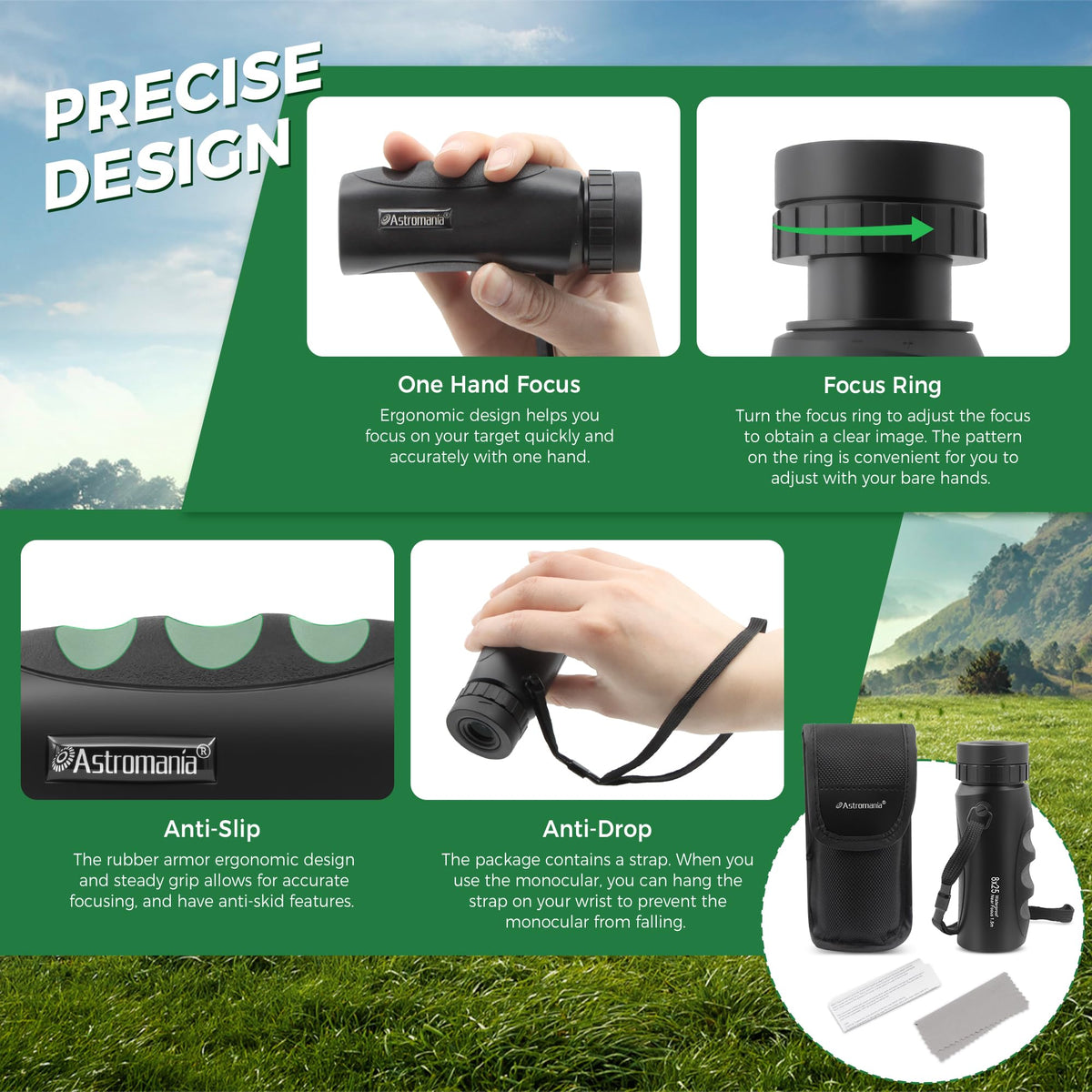Astromania held in hand scale comparison demonstrating lightweight, portable advantage