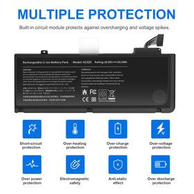 ASUNCELL 3‑cell lithium battery, lightweight power for MacBook Pro 13.