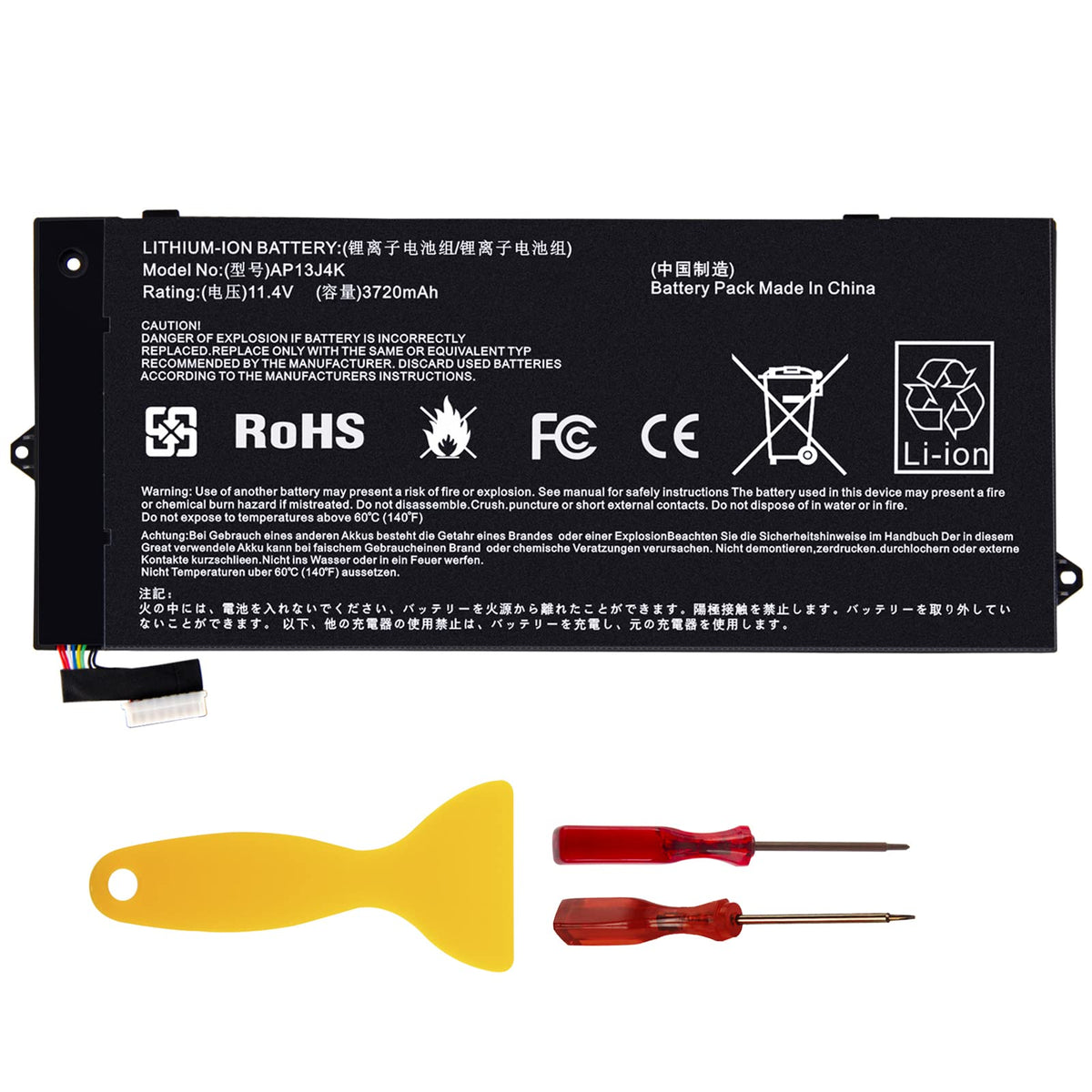ASUNCELL AP13J4K battery for Acer C720, front view, classroom-ready performance.