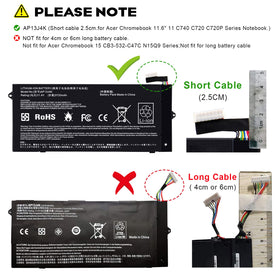 ASUNCELL AP13J4K battery for Acer C740, rear view, extended uptime on the go.