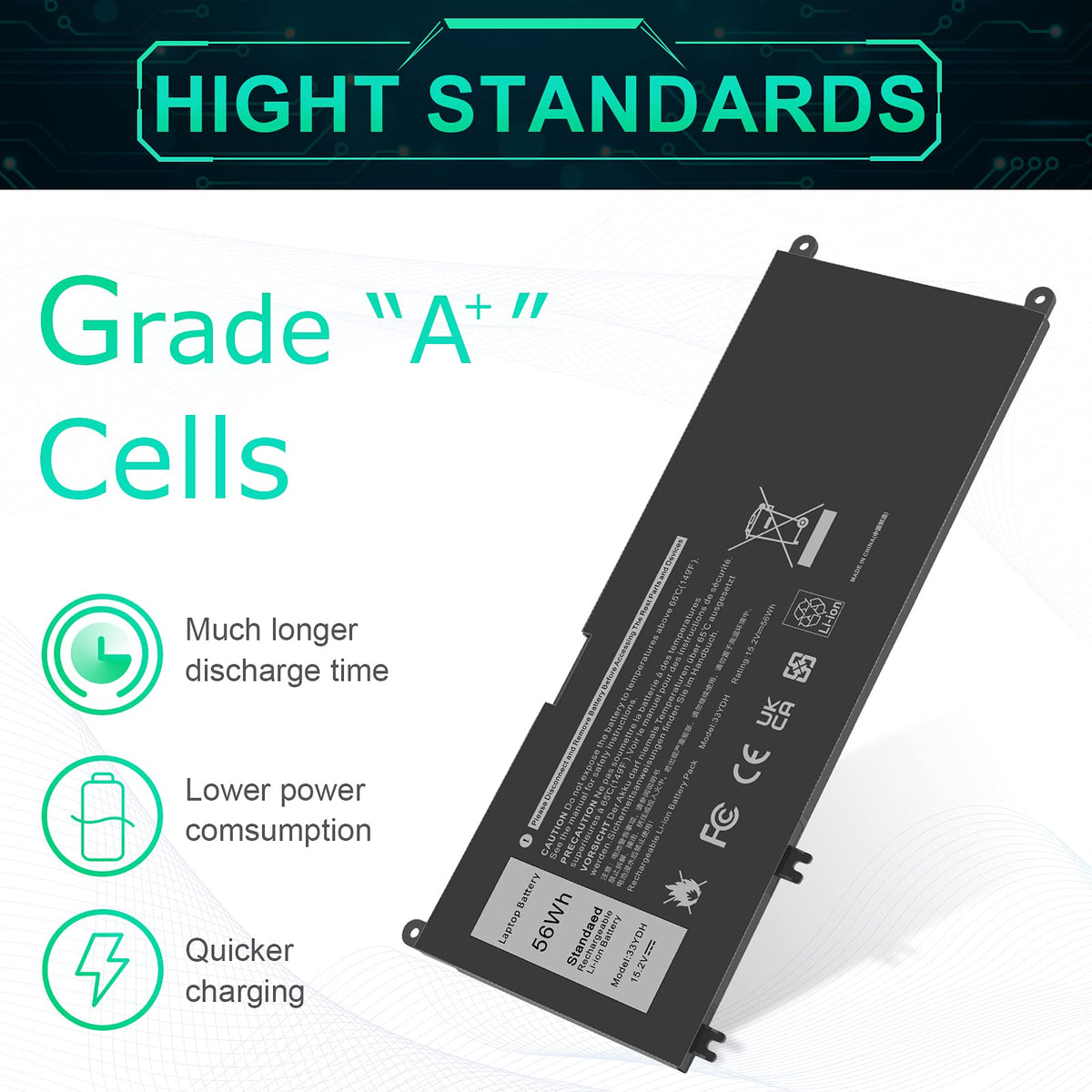 ASUNCELL 56Wh battery for Dell Vostro 15-7580 improves unplugged efficiency