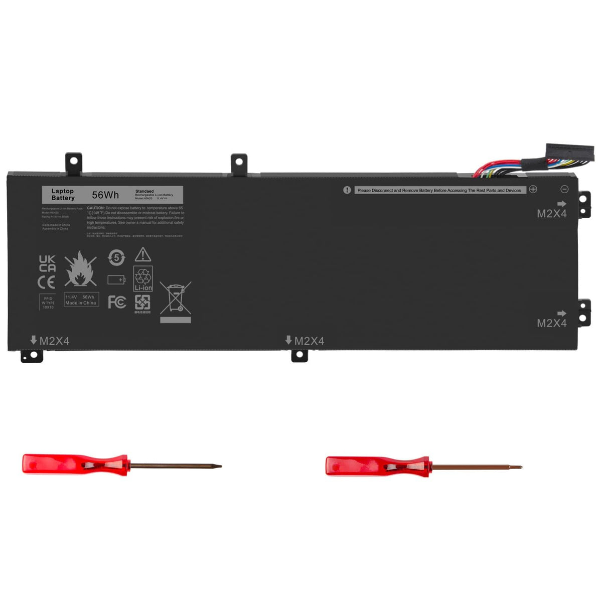 ASUNCELL 56Wh H5H20 Dell XPS-15 battery front view for extended field use