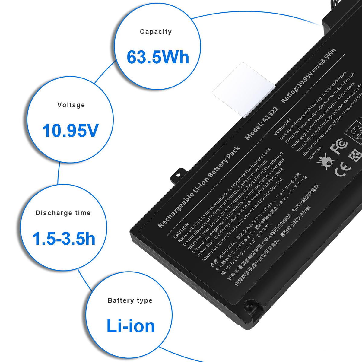 ASUNCELL 63.5Wh battery pack, 3‑cell design for efficient performance.
