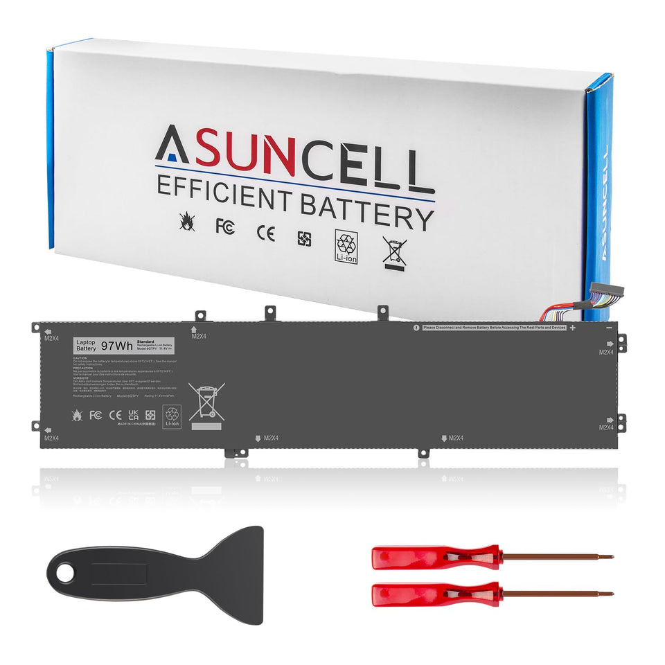 ASUNCELL 97Wh battery for Dell XPS 15 9550, extended unplugged use