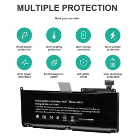 ASUNCELL A1331/A1342 battery label with specs and certifications for safety.