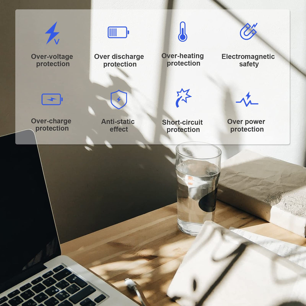ASUNCELL in a workstation lifestyle photo showing improved battery life for productivity