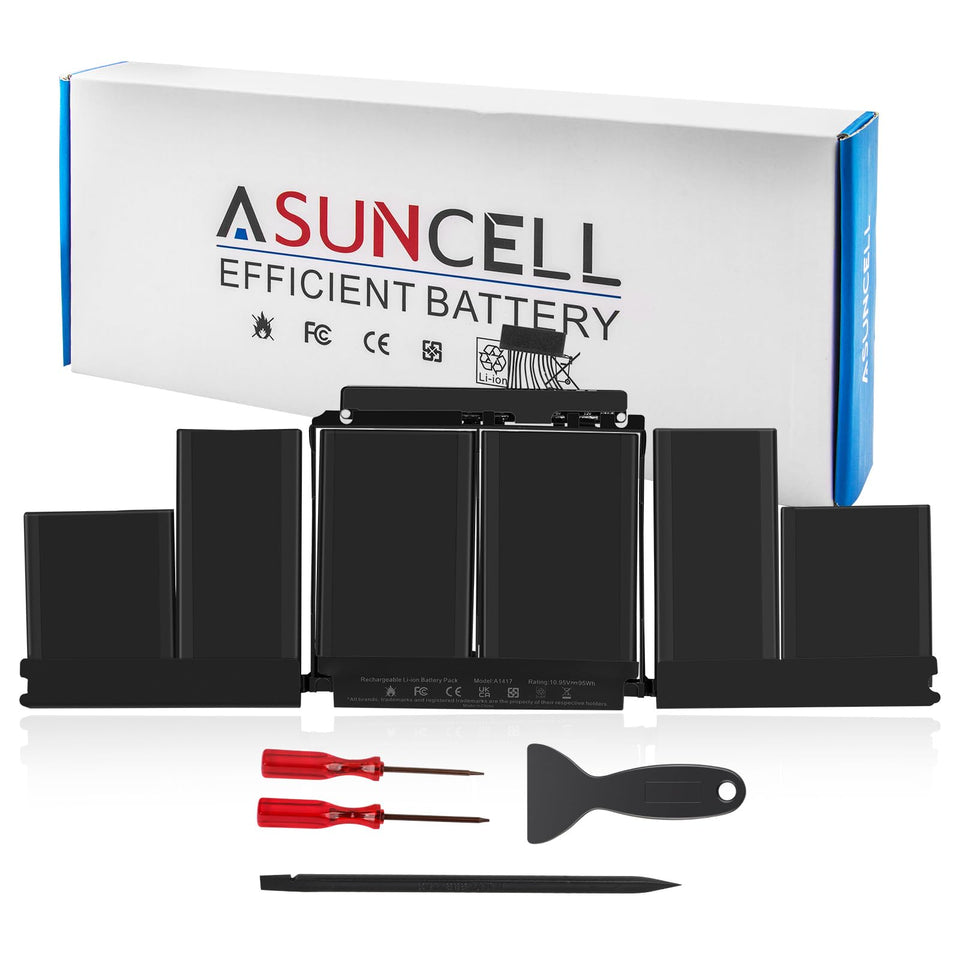 ASUNCELL A1417 front view showing battery shape and fit for MacBook Pro