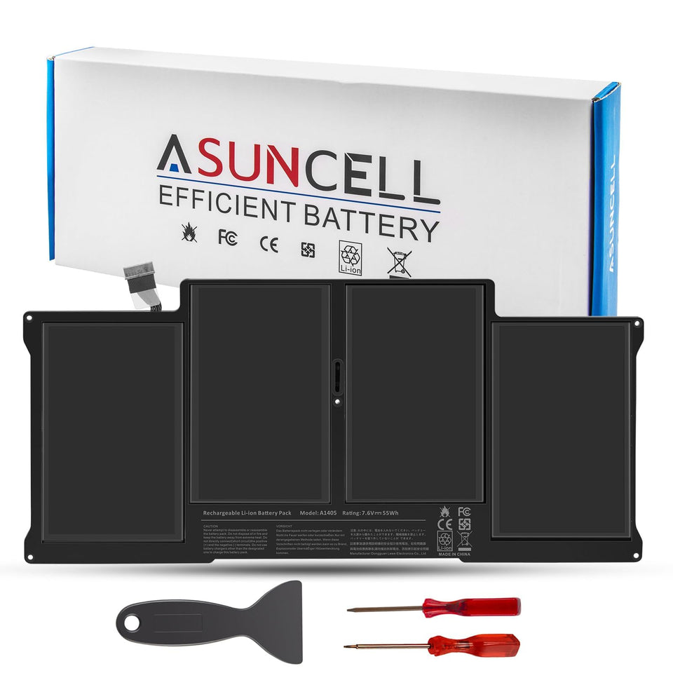 ASUNCELL A1466 battery front view suitable for MacBook Air replacement