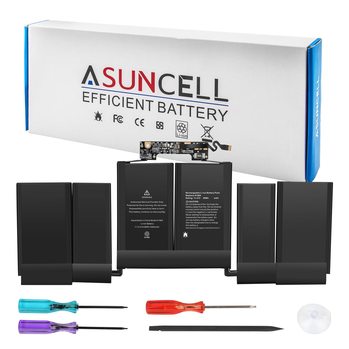 ASUNCELL front view of A1964 battery showing form factor and fit benefits