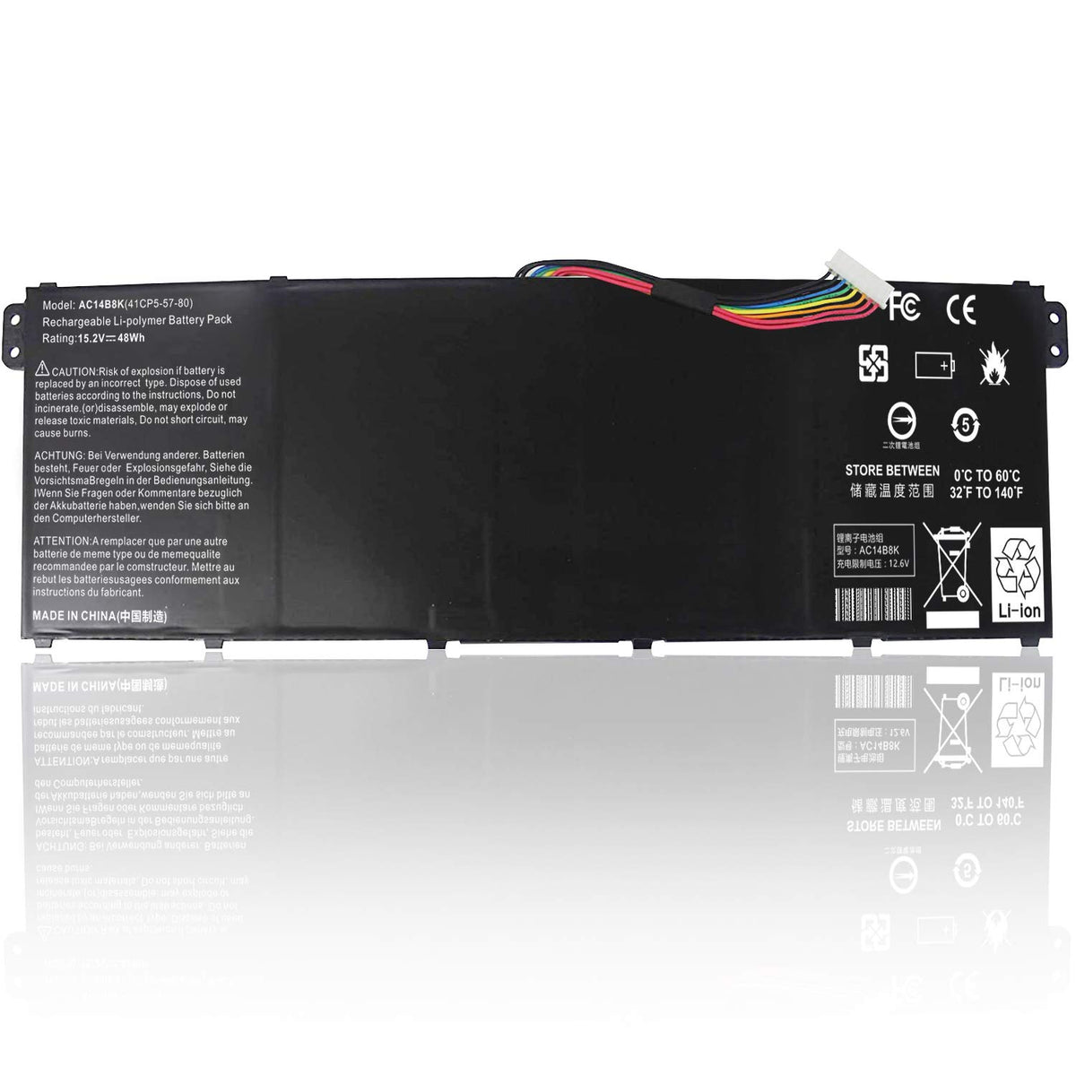 ASUNCELL AC14B8K battery cell close-up highlights build quality.