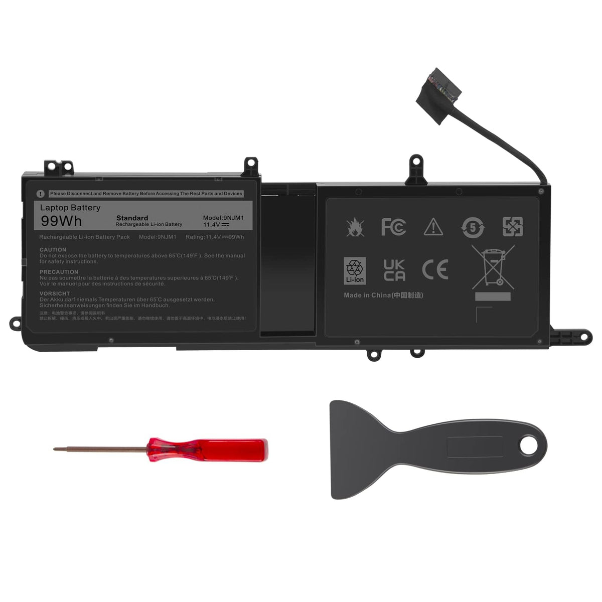 ASUNCELL battery top label close-up showing model and quick verification benefit