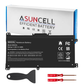 ASUNCELL BK03XL battery front view highlights compact power for HP Pavilion x360.