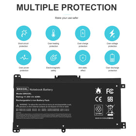 ASUNCELL BK03XL battery side view shows slim profile for on-the-go use.