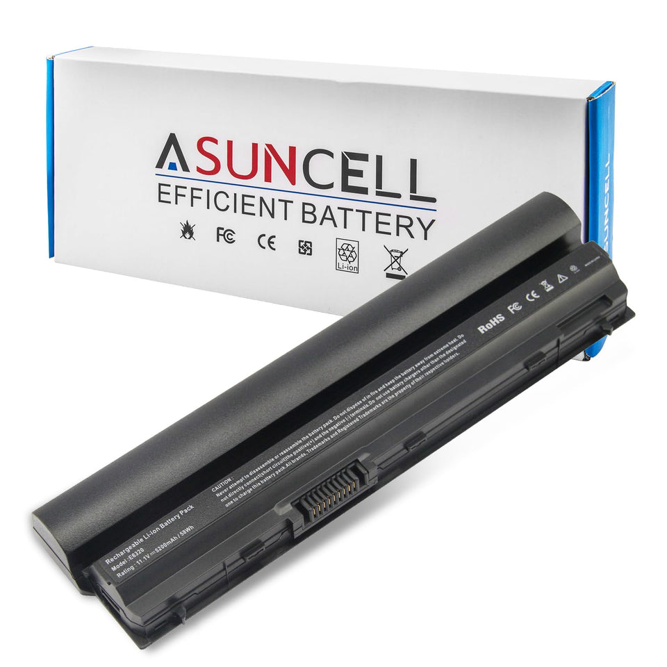 ASUNCELL Dell Latitude E6320 battery front view showing 6-cell design for extended use