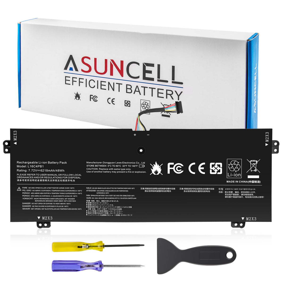 ASUNCELL front packaging showing model and capacity for easy identification
