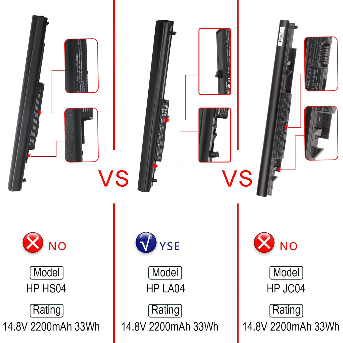ASUNCELL LA04 compatibility list highlights supported HP models.