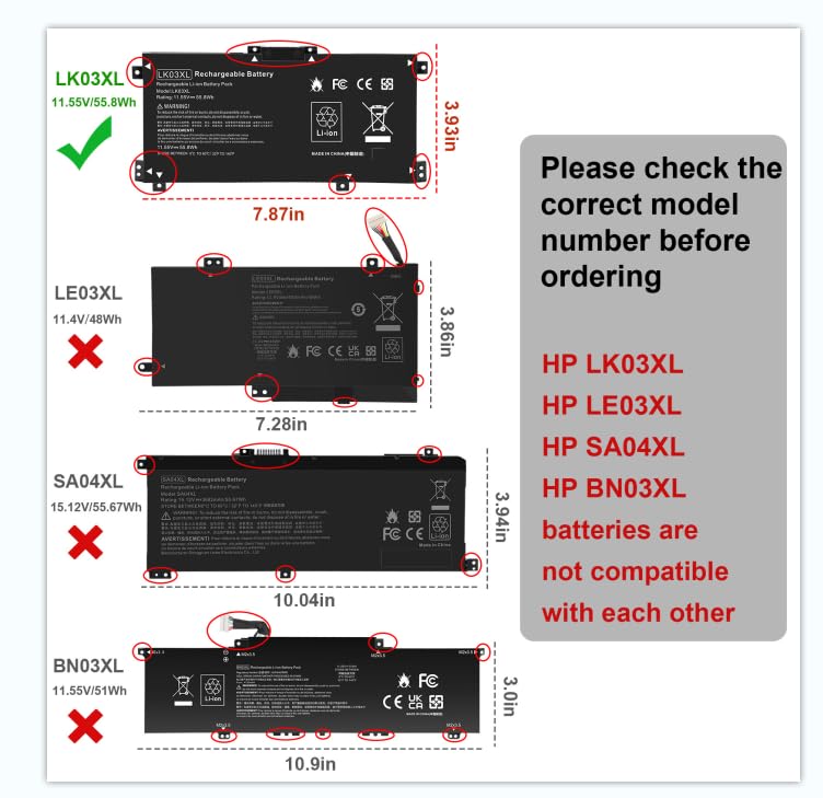 ASUNCELL LK03XL battery side view highlighting slim profile for portability