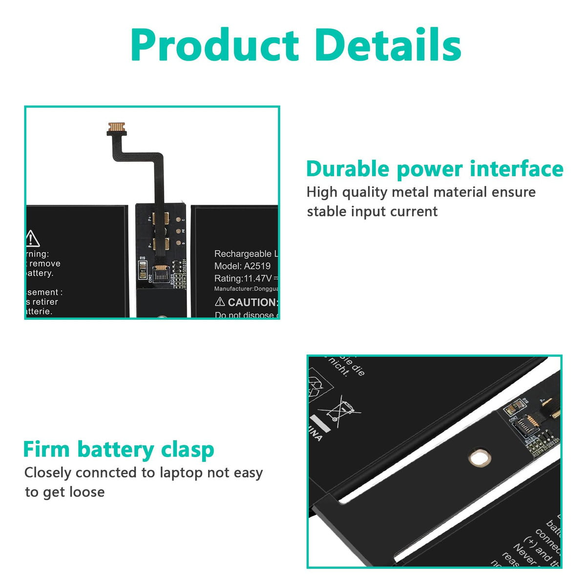 ASUNCELL MacBook Pro A2442 battery cells inside, high-quality Li-Polymer construction.