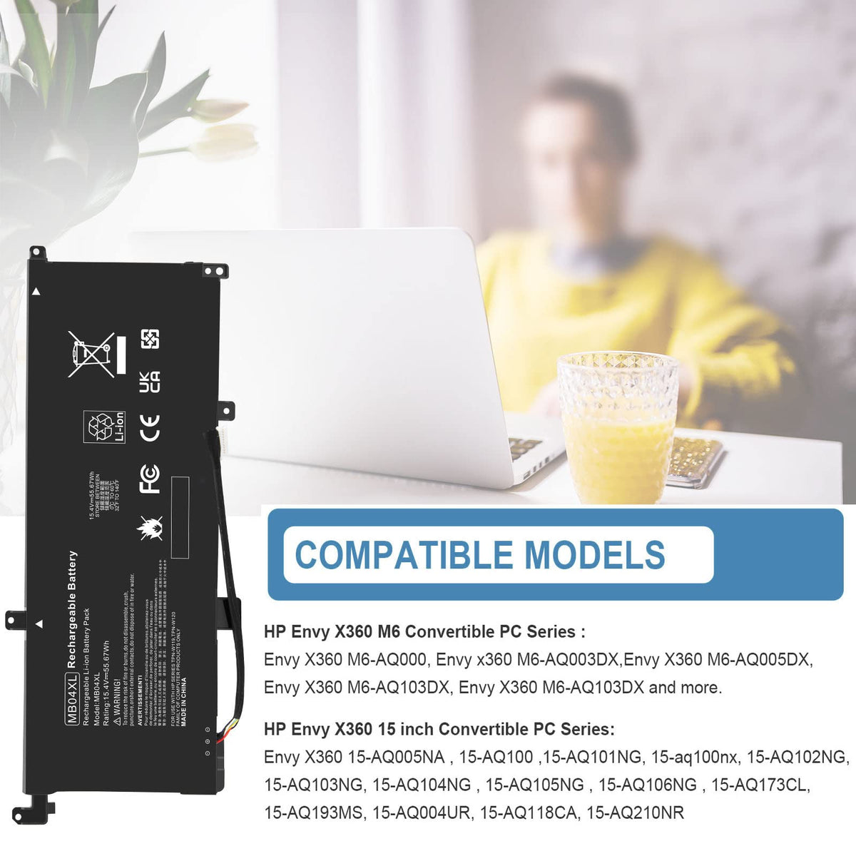 ASUNCELL MB04XL battery 55.67Wh for HP Envy X360