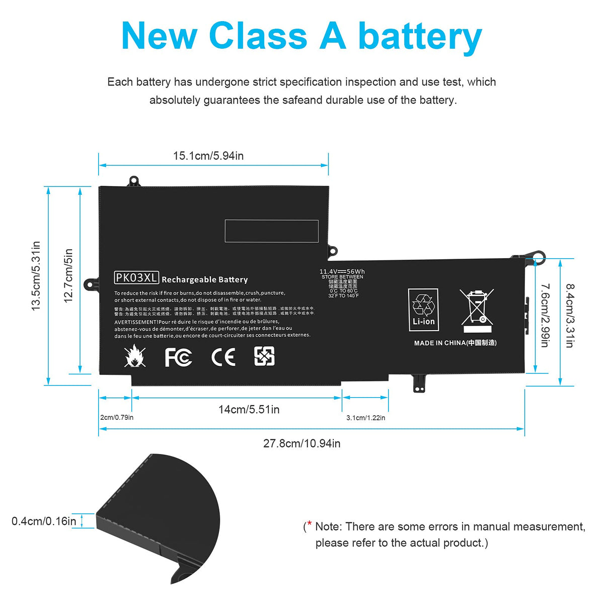 ASUNCELL PK03XL battery compatibility guide outlining supported HP models