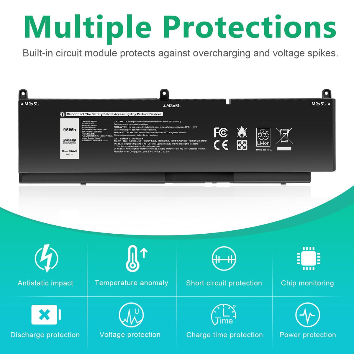 ASUNCELL PKWVM label showing part numbers and voltage, confirms compatibility