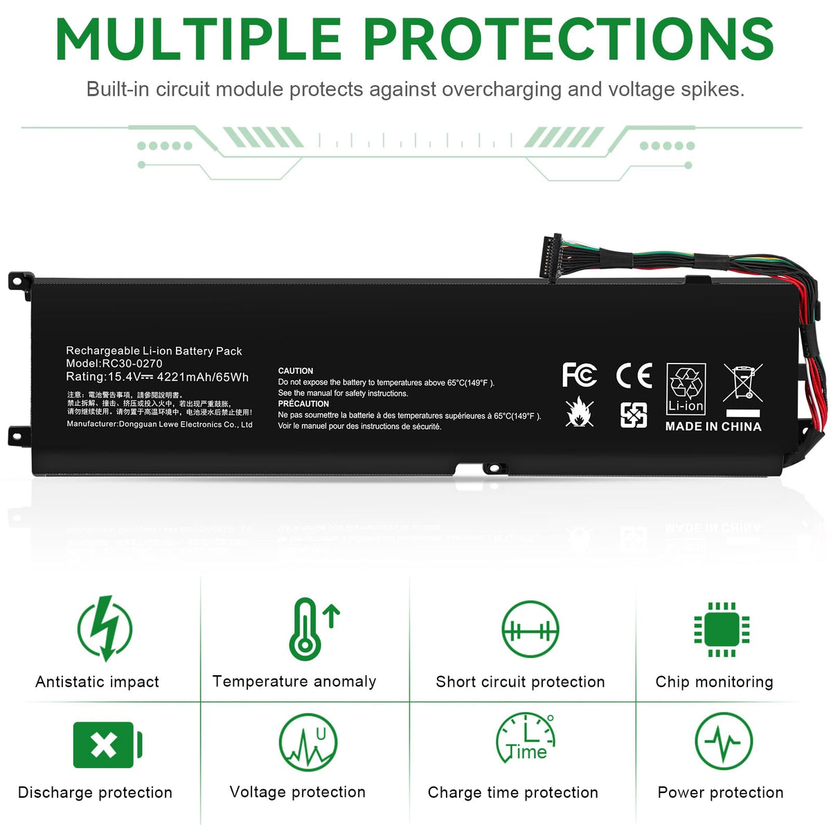 ASUNCELL RC30-0270 battery label with model and specs for quick reference.