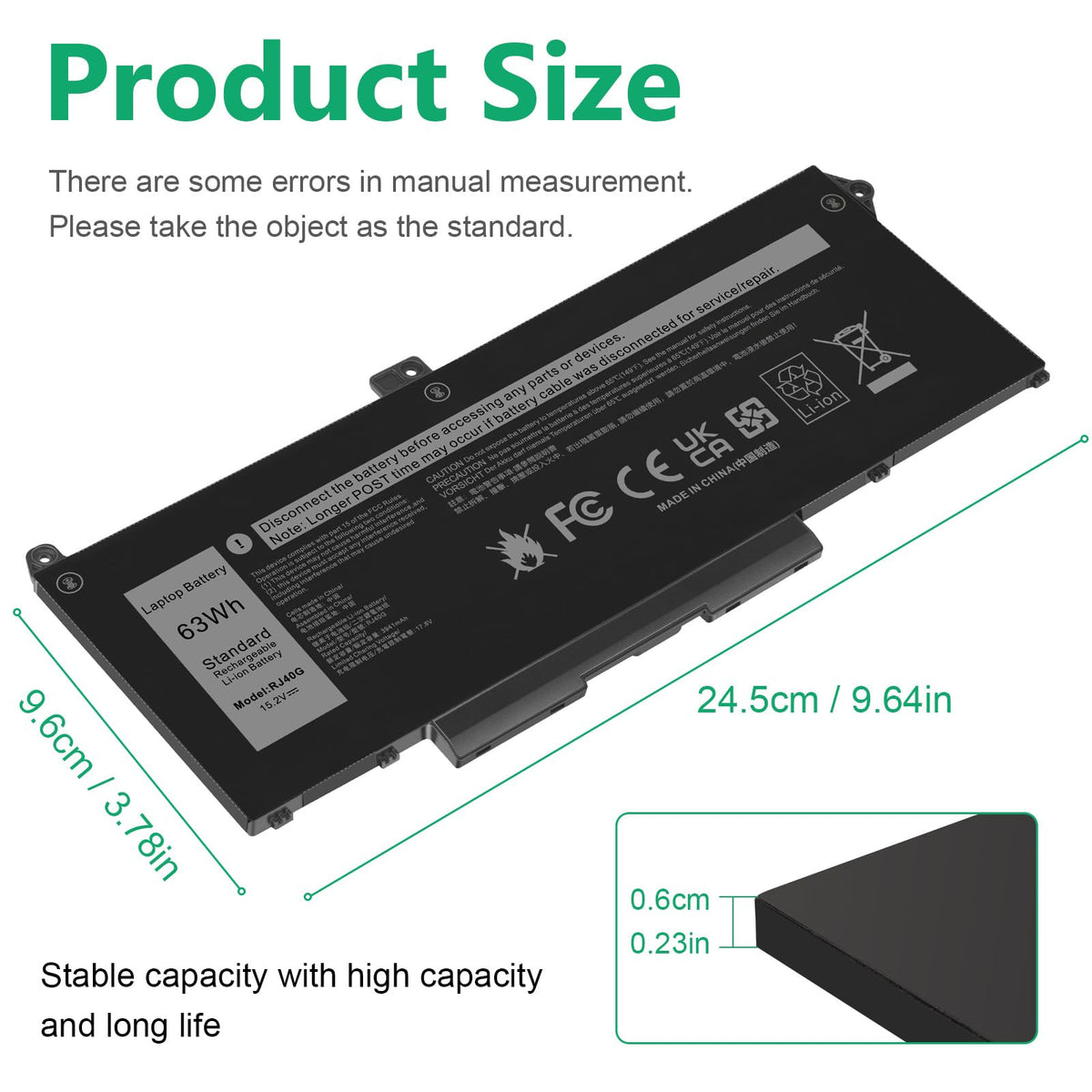 ASUNCELL RJ40G closeup label with part numbers for easy verification