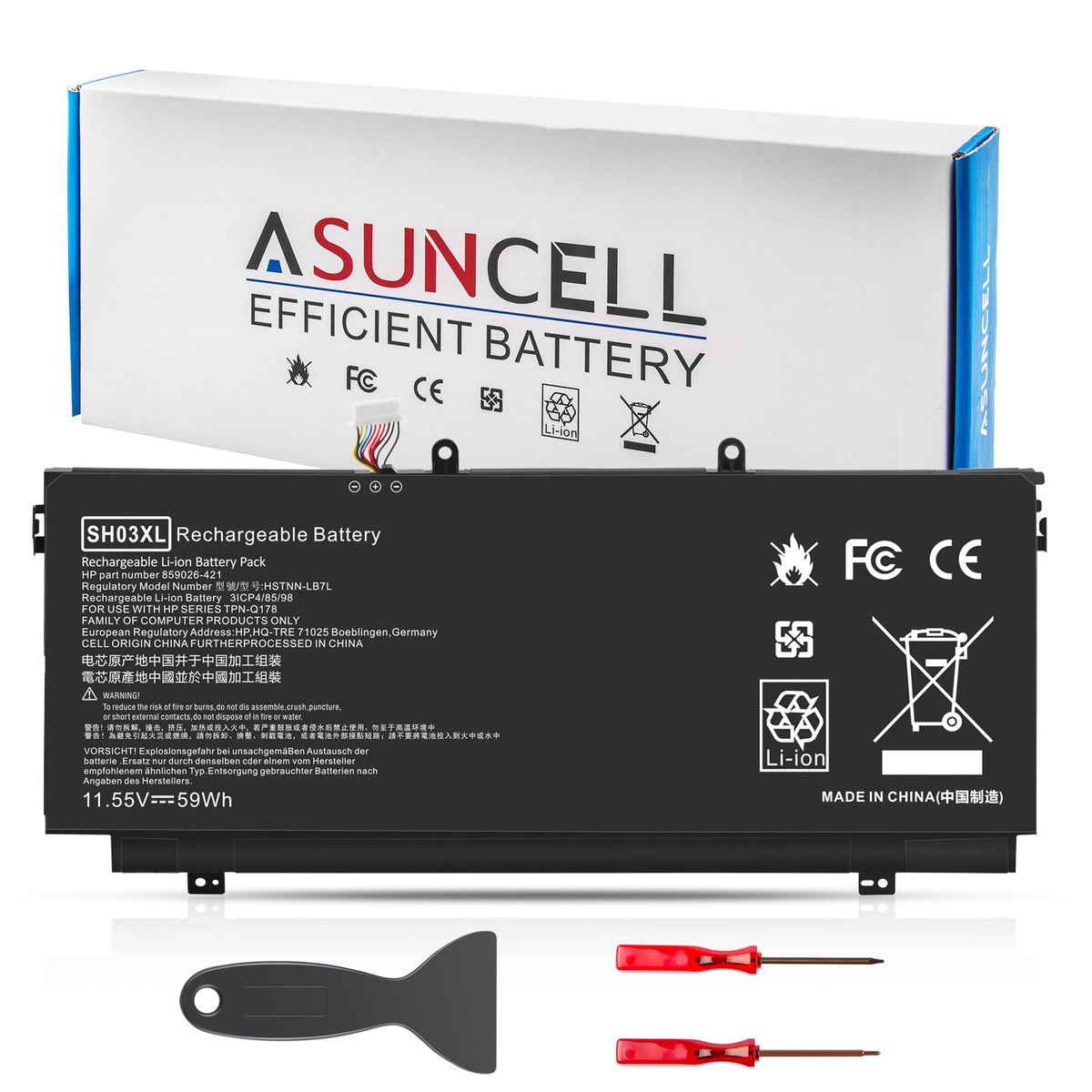 ASUNCELL SH03XL battery for HP Spectre x360 13-series, high capacity for longer unplugged use
