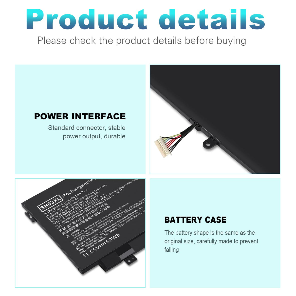 ASUNCELL SH03XL battery pack in package, factory-direct quality at a competitive price