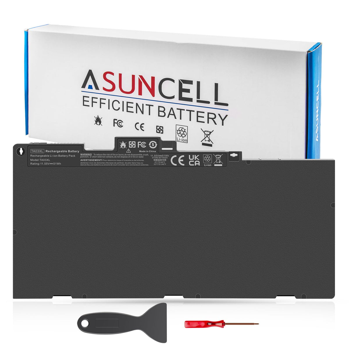 ASUNCELL TA03XL battery for HP 840 G4 front view for reliable replacement power