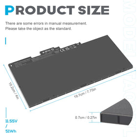 ASUNCELL TA03XL battery ZBook 14U/15U G4 side view, dependable power