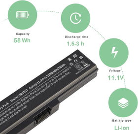 ASUNCELL Toshiba PA3818U-1BRS battery installed in a Satellite notebook.