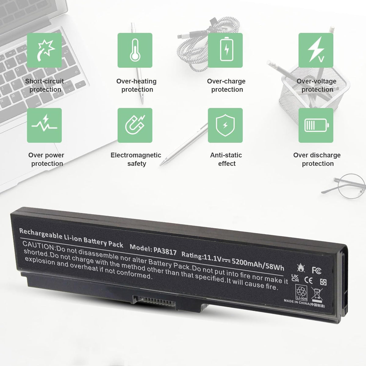 ASUNCELL PA3819U-1BRS battery for Toshiba laptops for longer usage.
