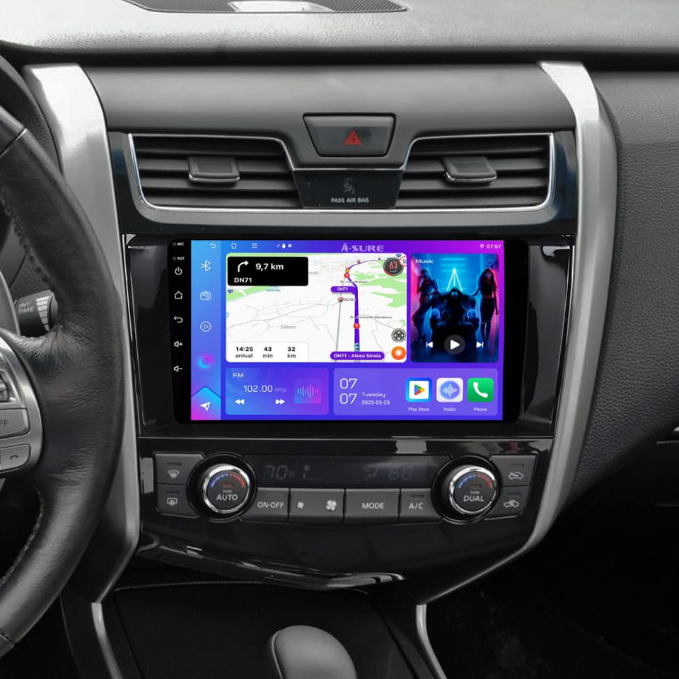ASURE 9-inch front view of Nissan Altima L33 stereo for clear navigation and styling