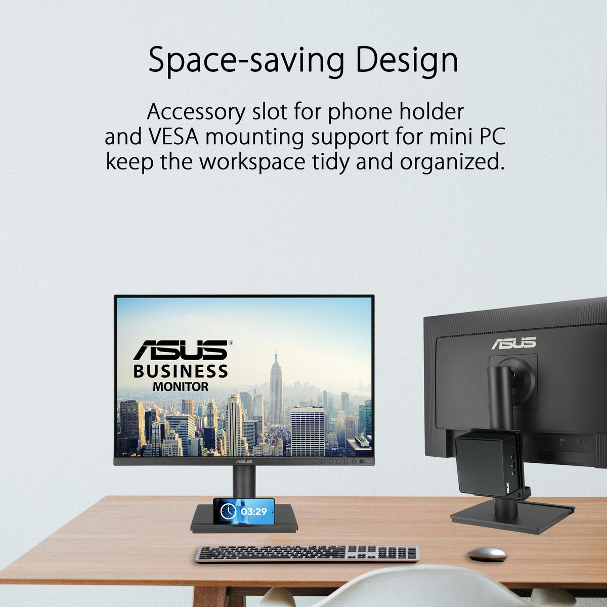 Broad connectivity including HDMI, DisplayPort, USB hub for flexibility.
