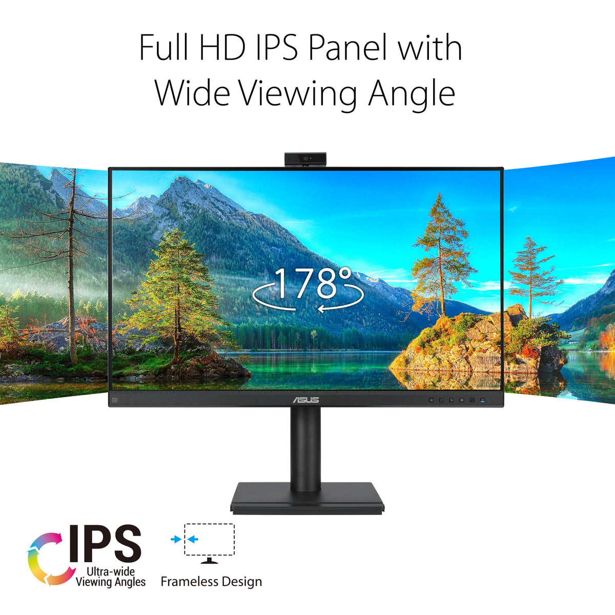 ASUS BE249QFK IPS panel close-up with wide angles