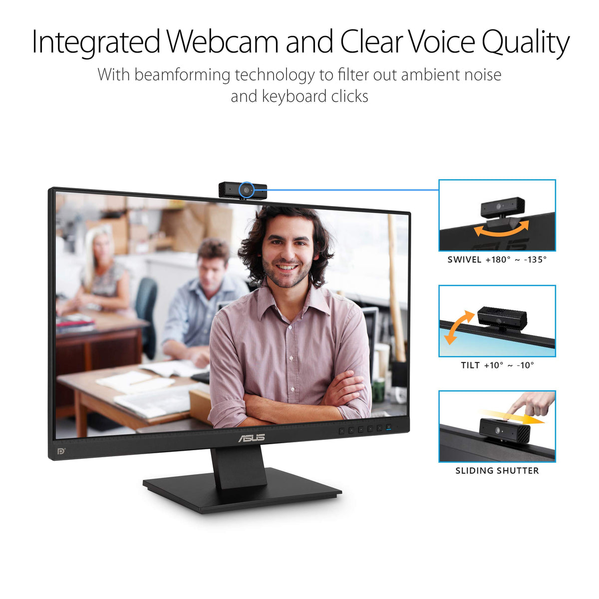 ASUS BE24EQK 2MP adjustable webcam for flexible video calls