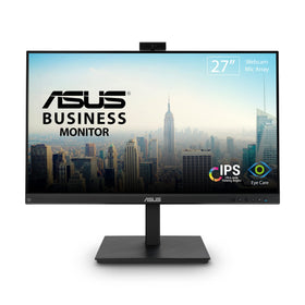 ASUS BE279QSK front view with frameless design for compact setups.