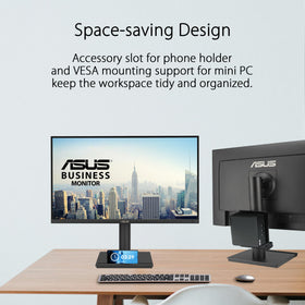 ASUS BE27ACGN ergonomic stand with height tilt swivel for comfortable work sessions