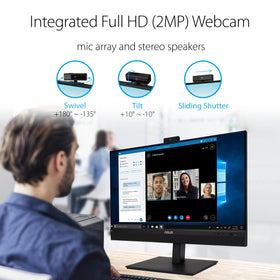 ASUS BE27ACSBK built-in webcam enhances virtual meetings with clear video.