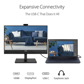 ASUS BE27ACSBK USB-C port simplifies device connections during calls.