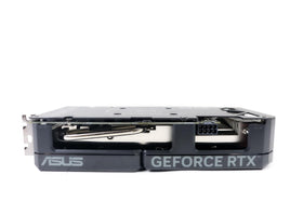 ASUS Dual RTX 4060 V2 OC Edition angle view highlights Axial-tech fans for efficient cooling