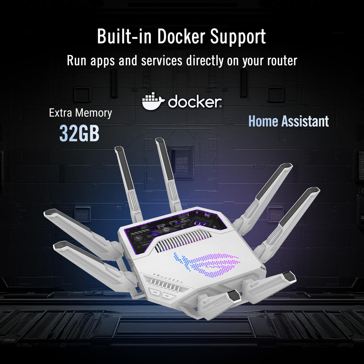 ASUS GT-BE19000AI dual 10G ports image emphasizes high-speed wired backbone