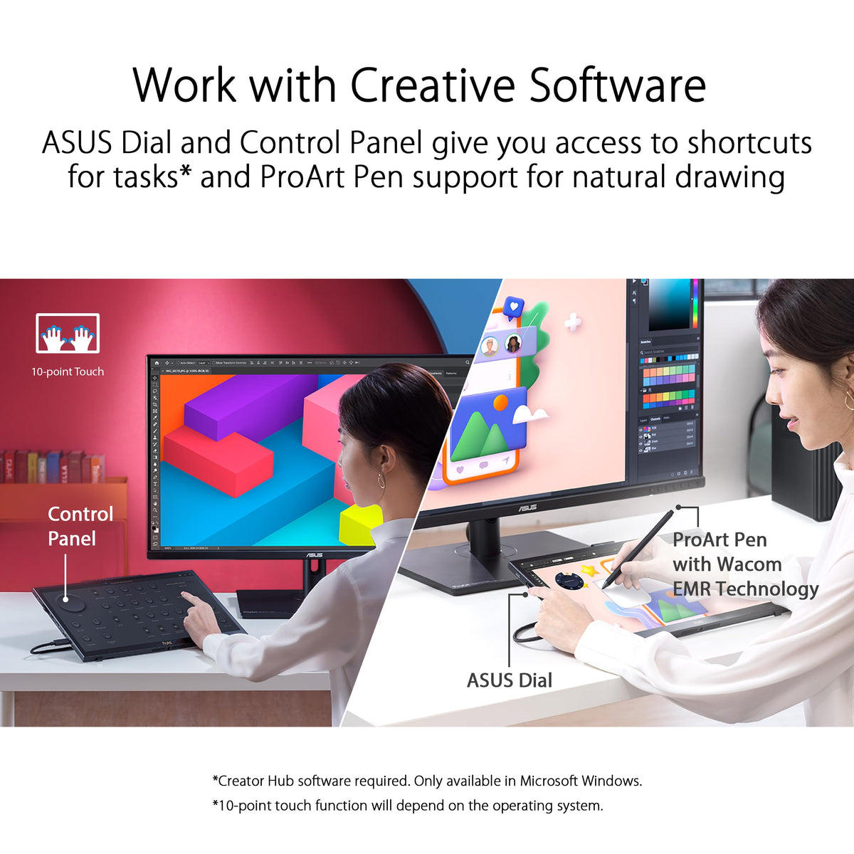 ASUS ProArt PA169CDV color-calibrated display with Delta E less than two for faithful rendering.
