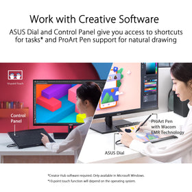 ASUS ProArt PA169CDV color-calibrated display with Delta E less than two for faithful rendering.